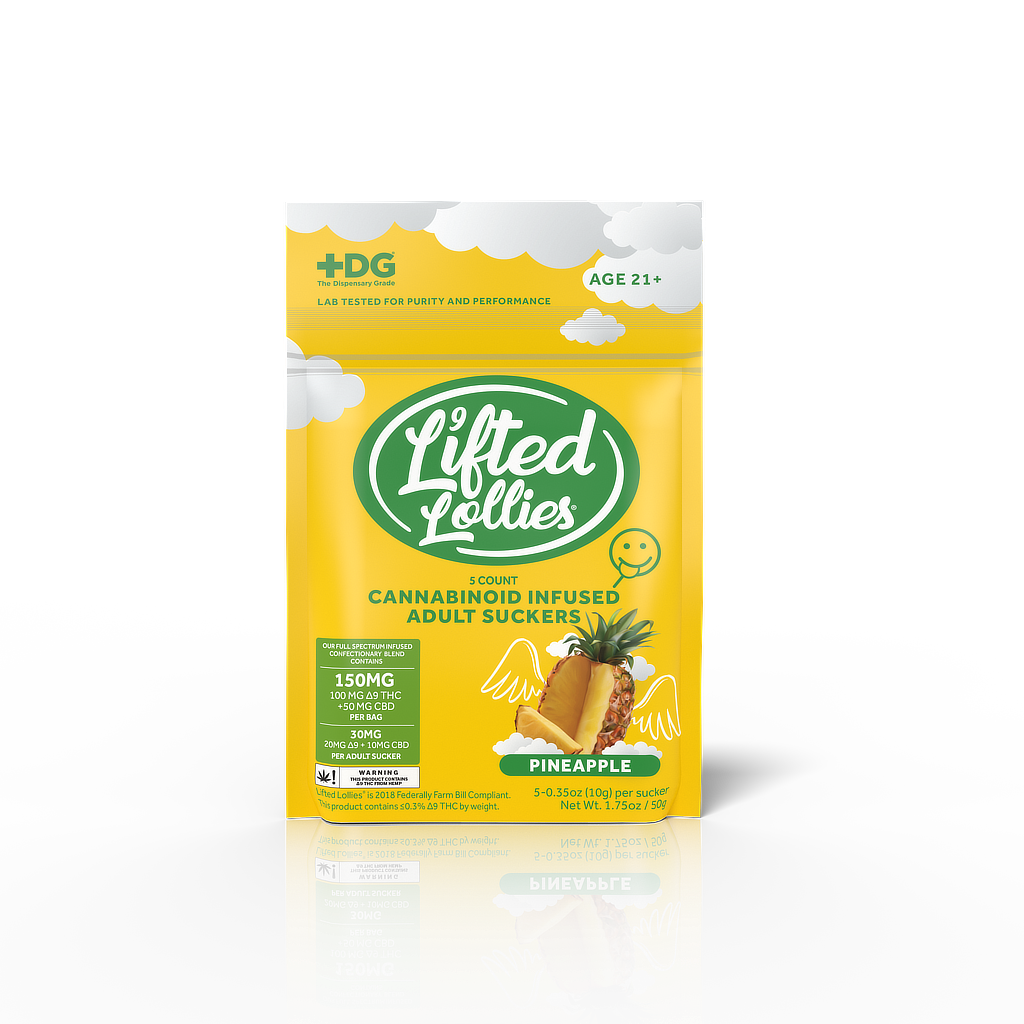 Lifted Lollies THC Lollipops Pineapple 5 ct (100mg)