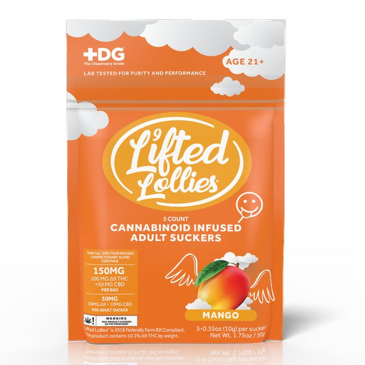 Lifted Lollies THC Lollipops Mango 5 ct (100mg)