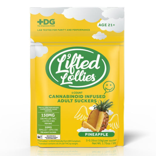 Lifted Lollies THC Lollipops Pineapple 5 ct (100mg)